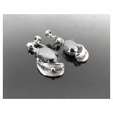 .925 Sterling Silver Hematite Filigree Screw Back Earrings