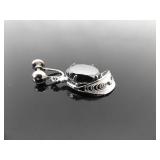 .925 Sterling Silver Hematite Filigree Screw Back Earrings