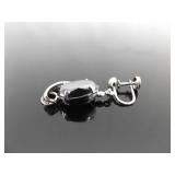 .925 Sterling Silver Hematite Filigree Screw Back Earrings
