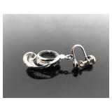 .925 Sterling Silver Hematite Filigree Screw Back Earrings