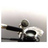 .925 Sterling Silver Hematite Filigree Screw Back Earrings