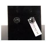 .925 Sterling Silver Coach Zirconia Post Earrings In Original Packaging