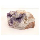 Raw Amethyst Quartz Stone and 2 Polished Amethyst Balls on Stands