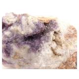 Raw Amethyst Quartz Stone and 2 Polished Amethyst Balls on Stands