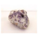 Raw Amethyst Quartz Stone and 2 Polished Amethyst Balls on Stands