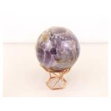 Raw Amethyst Quartz Stone and 2 Polished Amethyst Balls on Stands