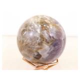 Raw Amethyst Quartz Stone and 2 Polished Amethyst Balls on Stands