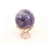 Raw Amethyst Quartz Stone and 2 Polished Amethyst Balls on Stands