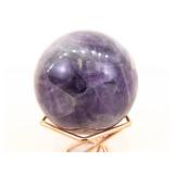 Raw Amethyst Quartz Stone and 2 Polished Amethyst Balls on Stands