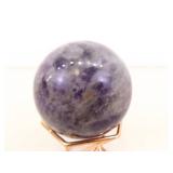 Raw Amethyst Quartz Stone and 2 Polished Amethyst Balls on Stands