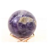 Raw Amethyst Quartz Stone and 2 Polished Amethyst Balls on Stands