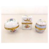 Lot of 3 VERY COLLECTIBLE Artoria Limoges Porcelain Trinket Boxes