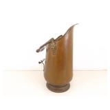 Antique Copper Scuttle Bucket w/Porcelain Handles and Lions Faces