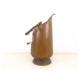 Antique Copper Scuttle Bucket w/Porcelain Handles and Lions Faces