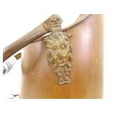 Antique Copper Scuttle Bucket w/Porcelain Handles and Lions Faces