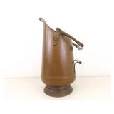 Antique Copper Scuttle Bucket w/Porcelain Handles and Lions Faces
