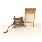 Antique Brighton Laundry Wringer and National Glass Washboard