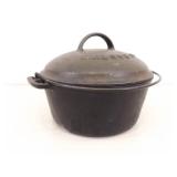 Lot of Antique Cast Iron Dutch Oven, Water Kettle, and Frying Pan