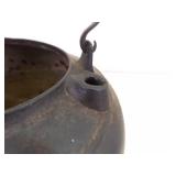 Lot of Antique Cast Iron Dutch Oven, Water Kettle, and Frying Pan