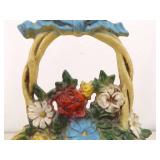 Antique Cast Iron 10.5" Flower Basket Door Stop