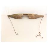Antique Primitive Wood Carved Shoulder Yoke Water Bucket Carrier