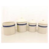 Roseville Pottery Lidded Canister Set w/extra Utensil Holder Counter Crock