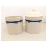 Roseville Pottery Lidded Canister Set w/extra Utensil Holder Counter Crock