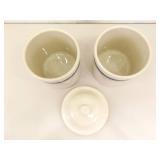 Roseville Pottery Lidded Canister Set w/extra Utensil Holder Counter Crock