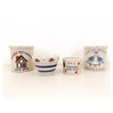 4 Roseville Pottery Hand Painted Small Crocks