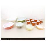 Lot of Misc Pyrex Mixing Bowls, 8 Coffee Cups, etc.