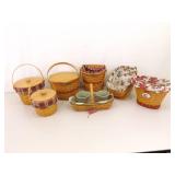 Lot of 7 Longaberger Lidded etc. Lined etc. Baskets