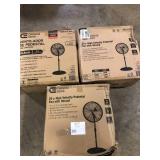 Lot of  Commercial Electric 20 in. Oscillating Pedestal Fan with Adjustable Height in Black Customer Returns See Pictures
