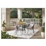 Home Decorators Collection 5-Piece Wilshire Heights Cushioned Cast and Woven Back All Aluminum Outdoor Dining Set with SunBrella Bliss Sand Cushion Customer Returns See Pictures