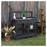 VEIKOUS 47.9 in. H x 42.1 in. W x 15.3 in. D Dark Grey Wooden Garden Potting Bench Table with Removable Stainless Sink & Drawer Customer Returns See Pictures