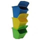 Taurus 30 Gal. Multi-Color Stackable Outdoor Recycling Bin (3-Pack) Customer Returns See Pictures
