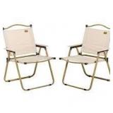 Outsunny Set of 2 Camping Chair, Lightweight Folding Chair, Portable Armchairs, Perfect for Festivals, Fishing, Beach, Khaki Customer Returns See Pictures