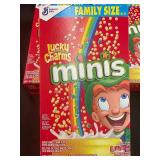 Lot of 3 Family Size Lucky Charms Minis Cereal Boxes