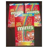 Lot of 3 Family Size Lucky Charms Minis Cereal Boxes