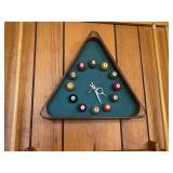 Vintage Billiards Pool Set with Cue Sticks and Accessories
