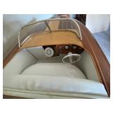 Vintage Wooden RC Model Speed Boat with Remote Control