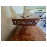 Vintage Wooden RC Model Speed Boat with Remote Control