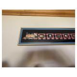 Vintage Framed Train-Themed Artwork with Duck Figurines