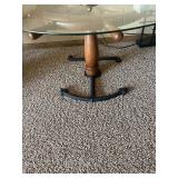 Nautical-Themed Ship Wheel Glass Top Coffee Table