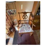 Vintage Glass Top Dining Table with 8 Chairs
