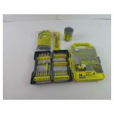Lot Of Ryobi Tools 40 Piece Drill Impact  Driver Set Masonry Drill Bits Glue Sticks And More