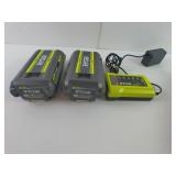 Lot Of Three Ryobi Battery Chargers 2-OP40204VNM 40V And 1- OP404VNM