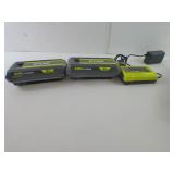 Lot Of Three Ryobi Battery Chargers 2-OP40204VNM 40V And 1- OP404VNM