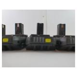 Lot Of Five Ryobi Batteries 3-18V PBP006 2-18V PBP002