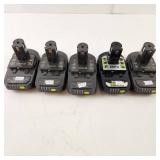 Lot Of Six Ryobi Batteries 18V 3-PBP002 1-PBP003 2-PBP006