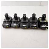 Lot Of Five Ryobi Batteries 18V 4-PBP006 1-PBP003